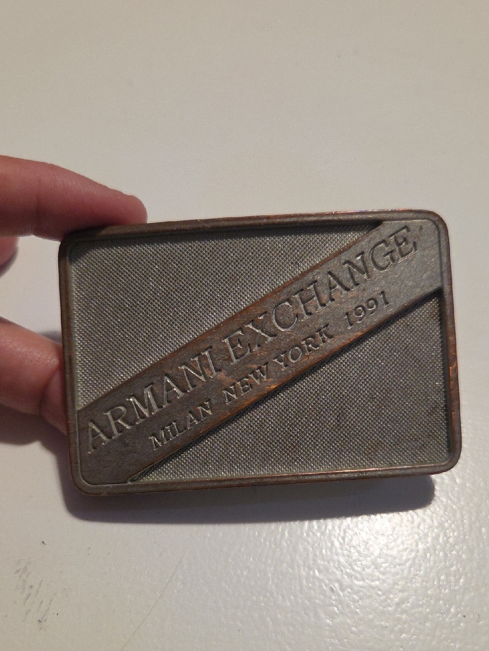 Armani Exchange Copper-Tone Metal Money Clip with Embossed Logo